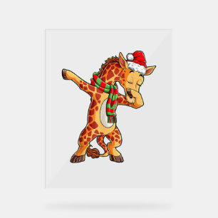 Dabbing Giraffe Père Noël T Shirt Christmas Kids B