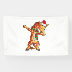 Dabbing Giraffe Santa T Shirt Weihnachtskids Jungs Banner