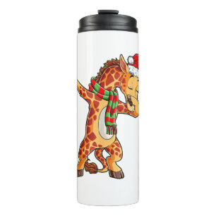Dabbing Giraffe Santa T Shirt Weihnachtskids Jungs Thermosbecher