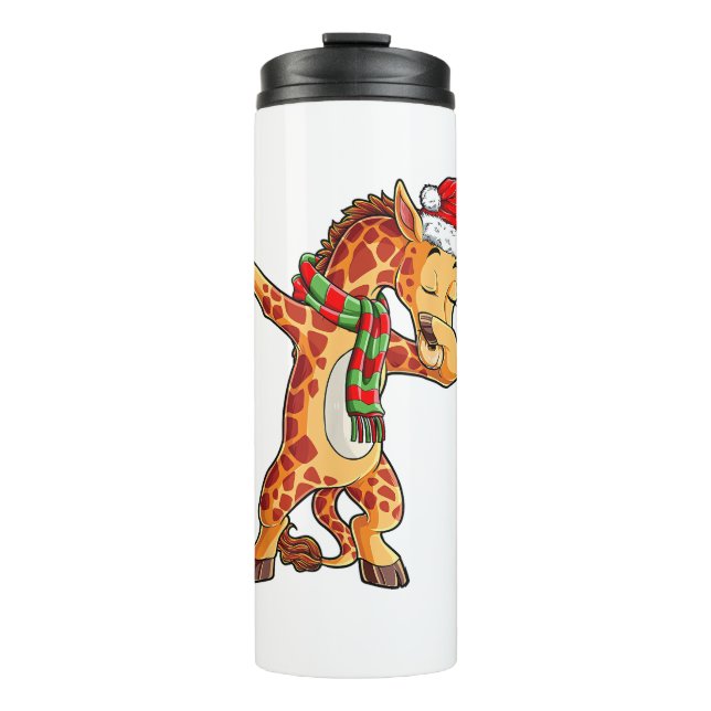 Dabbing Giraffe Santa T Shirt Weihnachtskids Jungs Thermosbecher (Vorderseite)
