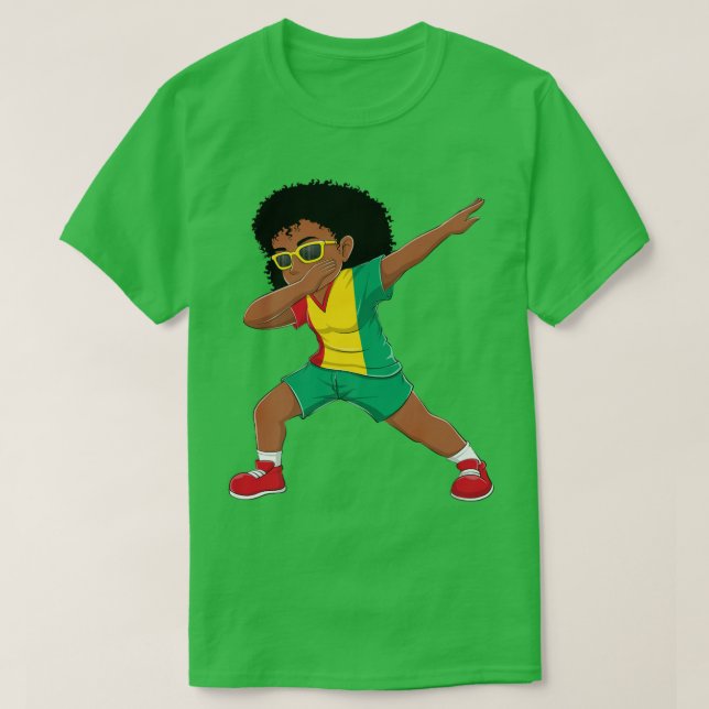 Dabbing Girl Guineans Guinea Flag Kinder ab Tanz T-Shirt (Design vorne)
