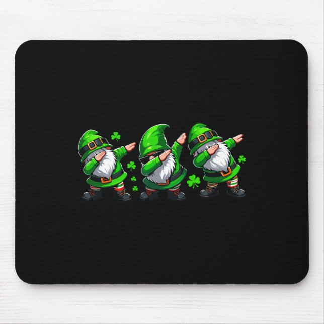 Dabbing Gnomes St Patricks Day Irish Jig Celebrat Mousepad (Vorne)