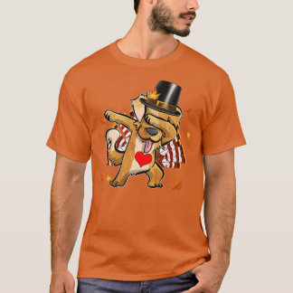 Dabbing Golden Erntedank Day Dog Pilgrim Boys K T-Shirt