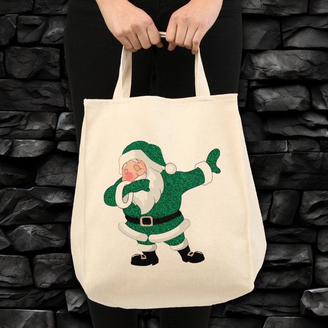Dabbing Green Santa Claus | Fun Holiday XMAS Spaß Tragetasche (Von Creator hochgeladen)