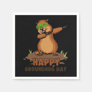 Dabbing Groundhog Liebhaber Happy Groundhog Day T- Serviette