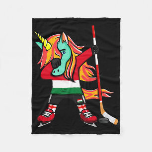 Dabbing Grüner Einhorn Ungarn Eishockeyfans Jers Fleecedecke