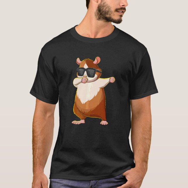 Dabbing Guinea Schweinefleisch Sonnenbrille Dab Da T-Shirt (Vorderseite)