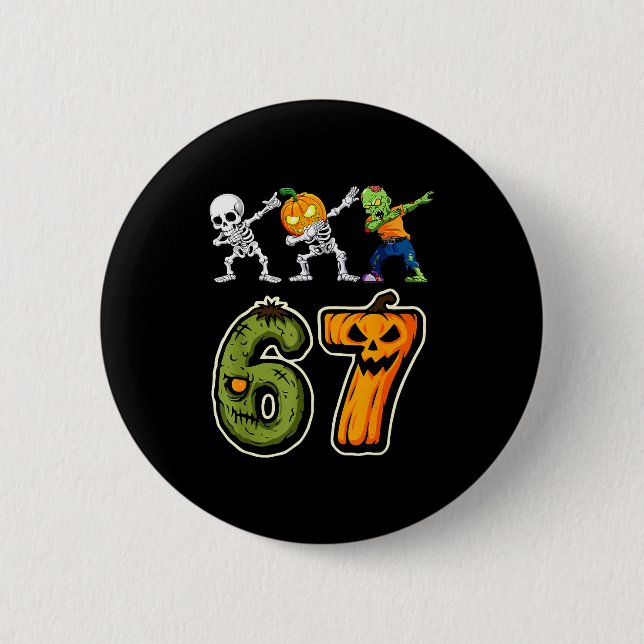 Dabbing Halloween Boys Six Seven 67 Meme Funny Kid Button (Vorderseite)