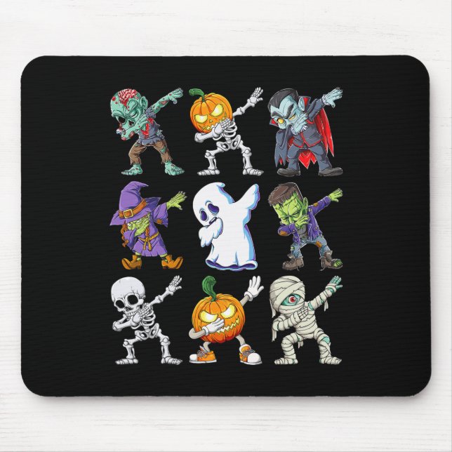 Dabbing Halloween Boys Skeleton Zombie Beängstigen Mousepad (Vorne)