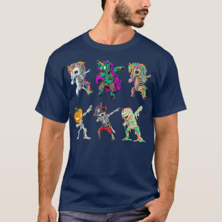 Dabbing Halloween Boys Skeleton Zombie Scary Pumpk T-Shirt
