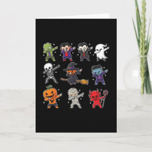 Dabbing Halloween Jungen Skelett Zombie Gruseliger Karte