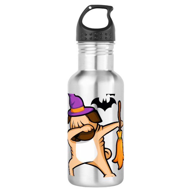 Dabbing Halloween Mops Dog Edelstahlflasche (Vorderseite)