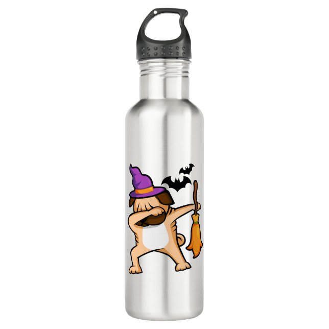 Dabbing Halloween Mops Dog Edelstahlflasche (Vorderseite)