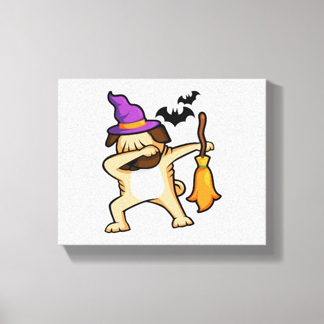 Dabbing Halloween Mops Dog Leinwanddruck (Vorderseite)