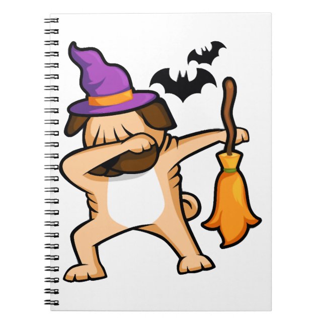 Dabbing Halloween Mops Dog Notizblock (Vorderseite)