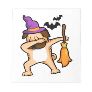 Dabbing Halloween-Mops-Hund Notizblock