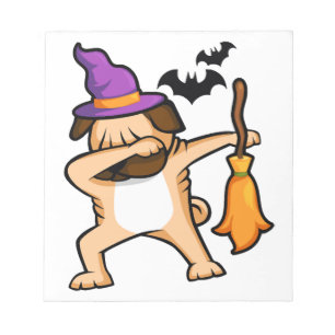 Dabbing Halloween-Mops-Hund Notizblock