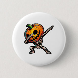 Dabbing Halloween Skeleton Boys Trick Leckerei Fun Button