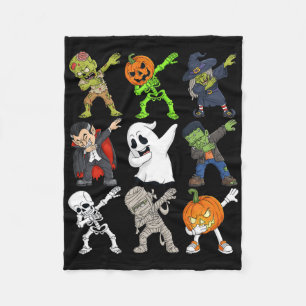 Dabbing Halloween Skeleton Zombie Beängstigend Pum Fleecedecke