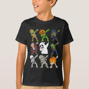 Dabbing Halloween Skeleton Zombie Beängstigend Pum T-Shirt
