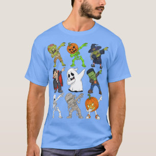 Dabbing Halloween Skeleton Zombie Beängstigend Pum T-Shirt
