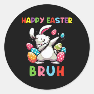 Dabbing-Hase-Ostern Bruh2 Runder Aufkleber