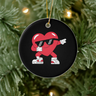 Dabbing Heart Funny Gifts Valentinstag Keramik Ornament