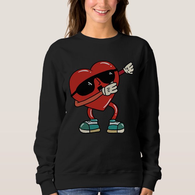 Dabbing Heart   Mens Kids Boys Valentines Day Sweatshirt (Vorderseite)