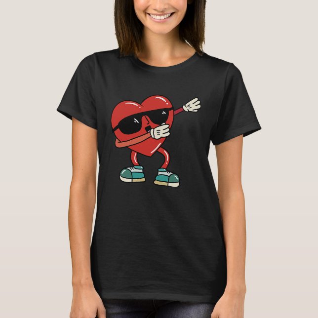 Dabbing Heart   Mens Kids Boys Valentines Day T-Shirt (Vorderseite)