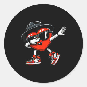 Dabbing Herz Funny Liebe Kinder Jungen Männer Vale Runder Aufkleber