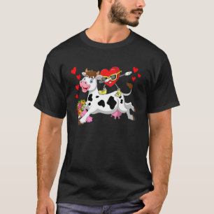Dabbing Herz Sonnenbrille Reiten Kuh Bauer Valenti T-Shirt