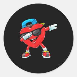 Dabbing Herz Valentinstag Dab-Tanz Jungen Mädchen Runder Aufkleber