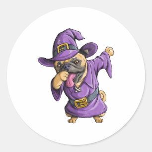 Dabbing Hexe Mops Niedlich Halloween Möpsen Funny  Runder Aufkleber
