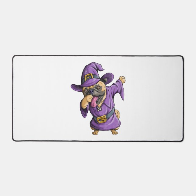 Dabbing Hexe Mops Niedlich Halloween Möpsen Funny  Schreibtischunterlage (Vorderseite)
