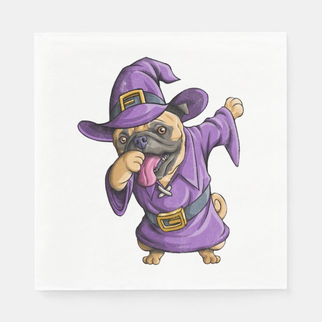 Dabbing Hexe Mops Niedlich Halloween Möpsen Funny  Serviette (Vorderseite)