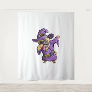 Dabbing Hexe Mops Niedlich Halloween Möpsen Funny Wandteppich