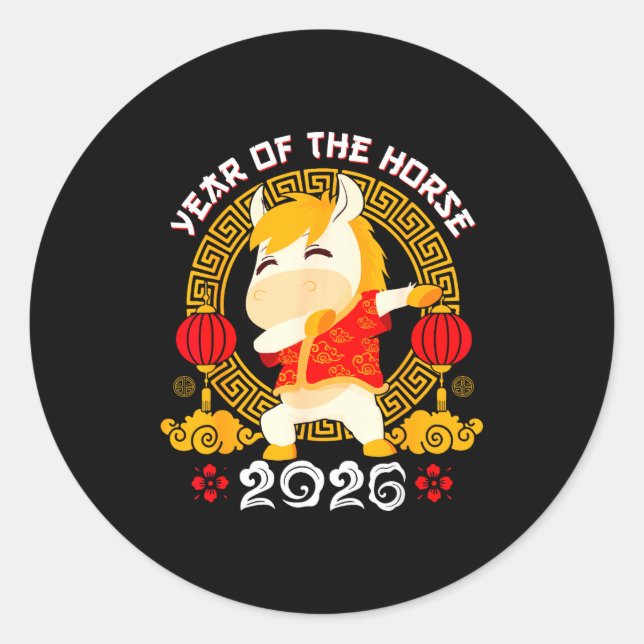 Dabbing Horse Chinese New Year Of The Horse2026  Runder Aufkleber (Vorderseite)