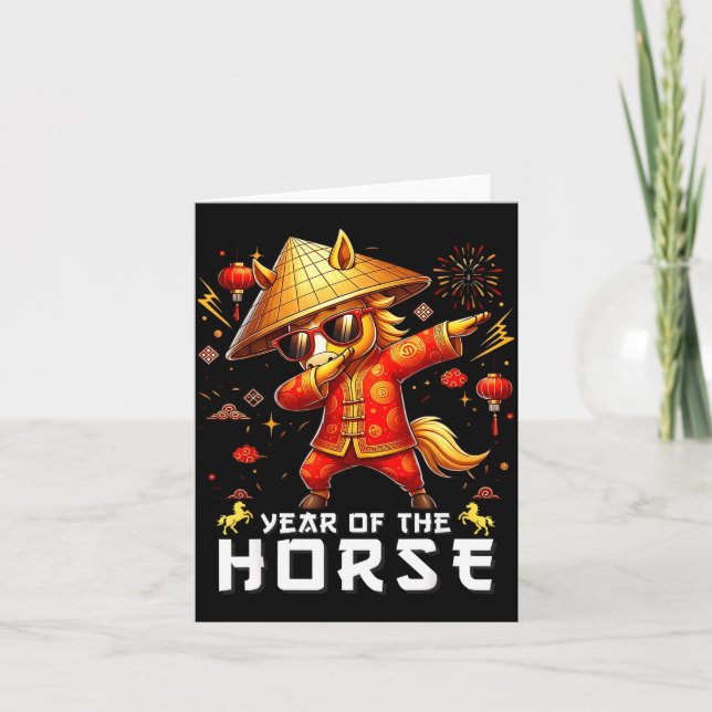 Dabbing Horse Lunar Chinese New Year Of The Horse  Karte (Vorderseite)