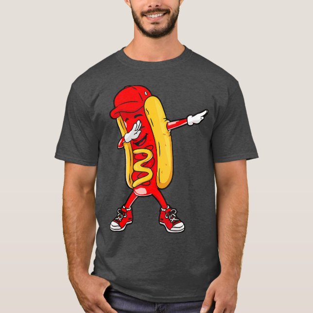 Dabbing Hot Dog Hip Hop Dab Tanz Funny T-Shirt (Vorderseite)