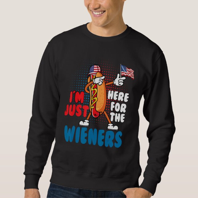 Dabbing Hot Dog I m Just Here For Sausage 4th Of J Sweatshirt (Vorderseite)