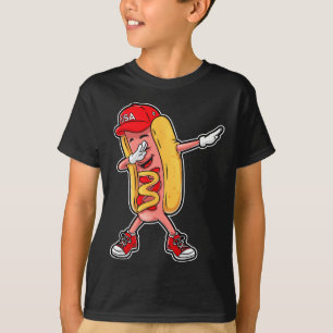 Dabbing Hot Dog T-Shirt 4. Juli Hotdog Merica