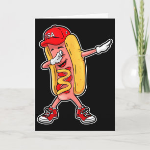 Dabbing Hot Dog T-Shirt 4. Juli Hotdog Merica Karte