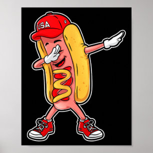 Dabbing Hot Dog T-Shirt 4. Juli Hotdog Merica  Poster