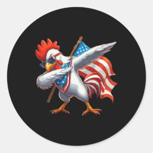 Dabbing Huhn Hahn Sungles 4. Juli Amerika Runder Aufkleber