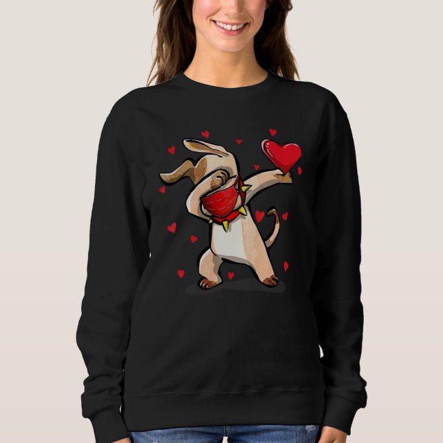 Dabbing Hund trägt Gesichtsmaske Dab Dance Funny V Sweatshirt (Vorderseite)