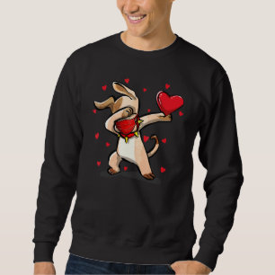 Dabbing Hund trägt Gesichtsmaske Dab Dance Funny V Sweatshirt