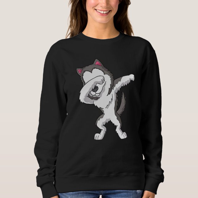 Dabbing Husky Dog Dab Dance Sweatshirt (Vorderseite)