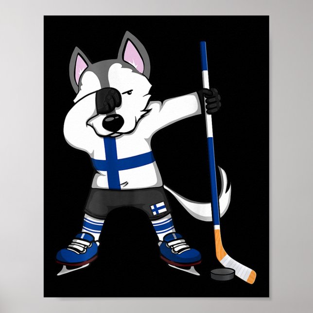 Dabbing Husky Finland Ice Hockey Lovers Jersey Win Poster (Vorne)