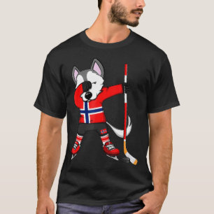 Dabbing Husky Norwegen Eishockey Fans Jersey Winte T-Shirt