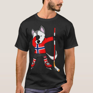 Dabbing Husky Norwegen Eishockey Fans Jersey Winte T-Shirt